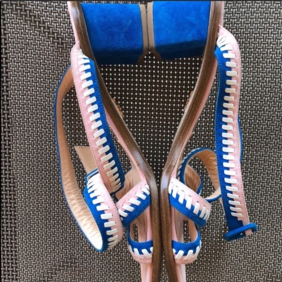 New - BLUE Andrea Gomez Bea suede block heels - Picture 6 of 8
